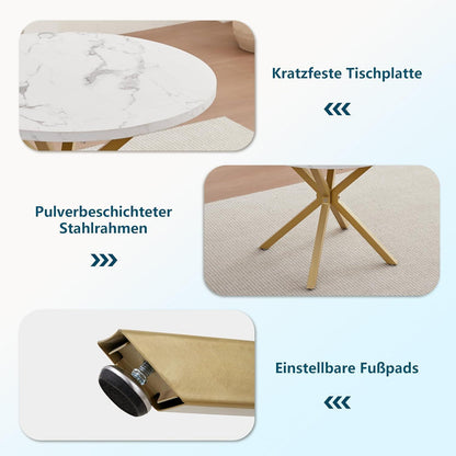 Nordisches Esszimmer Set: Runder Tisch (100x100cm) + 4 Stühle