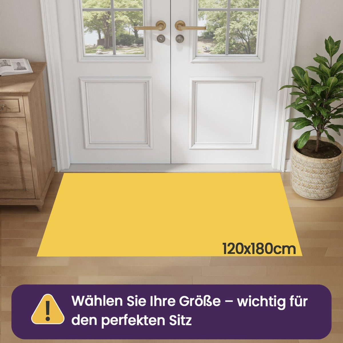 Fußmatte Innen rutschfest 120 x 180 cm, Beige
