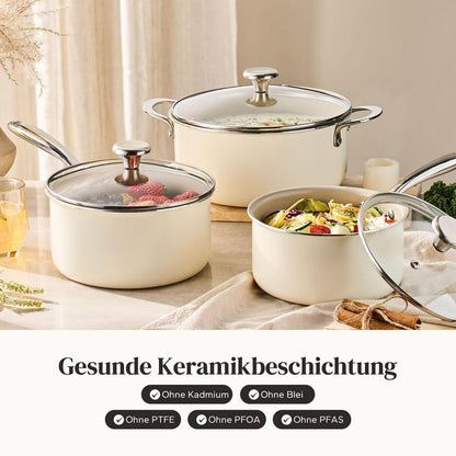 6-teiliges Keramik Topfset Induktion – Beige