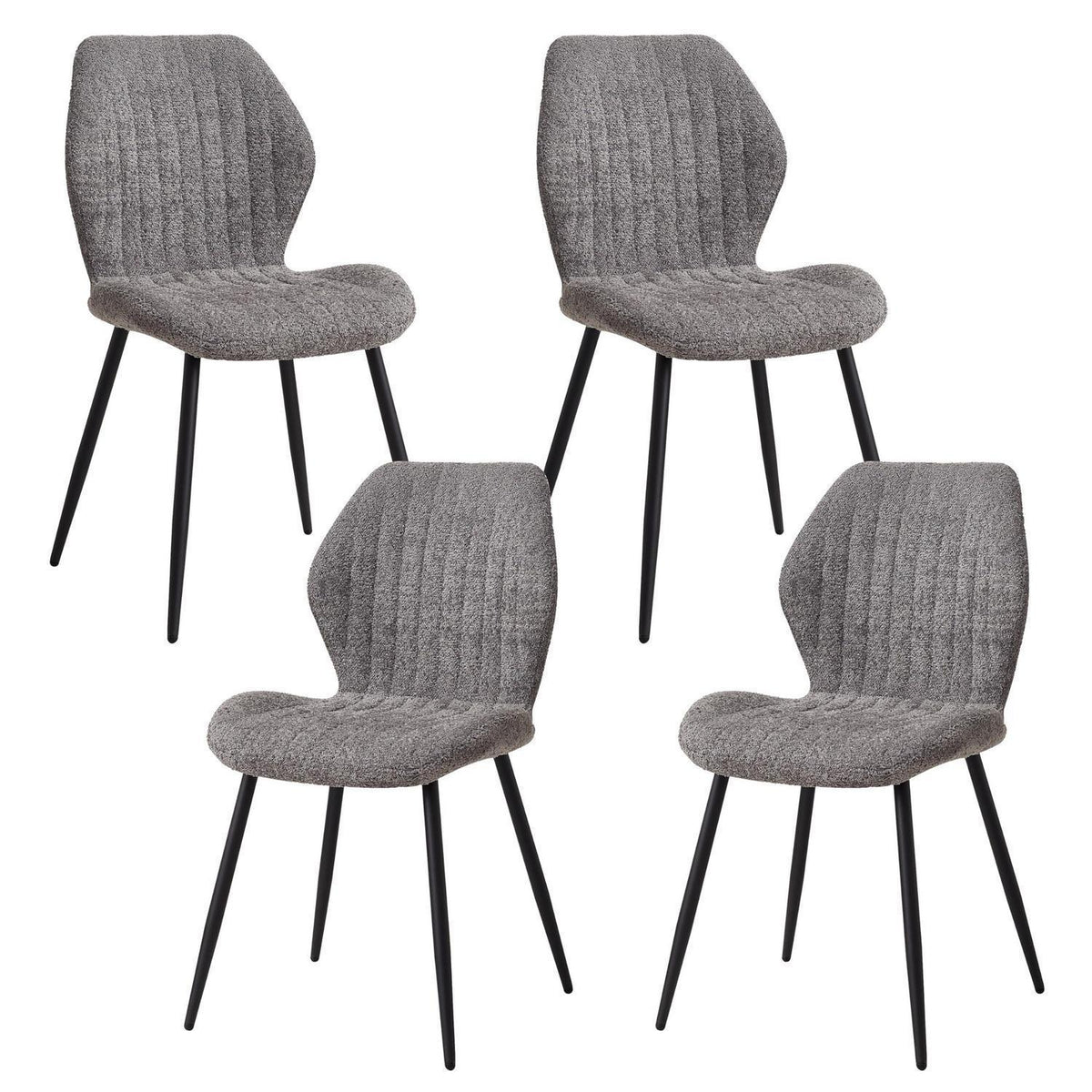 Moderner Esszimmerstuhl Set Grau – 4er Pack mit Streifenmuster