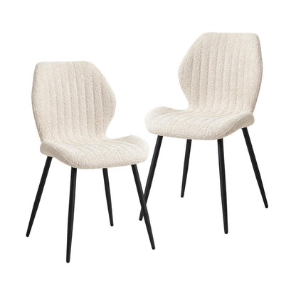 2er Set Esszimmerstühle Modern Beige Streifenmuster