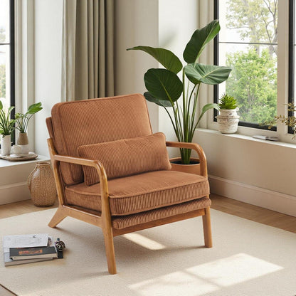 Gepolsterter Cord-Sessel Braun | Lounge- & Cocktailsessel Wohnzimmer