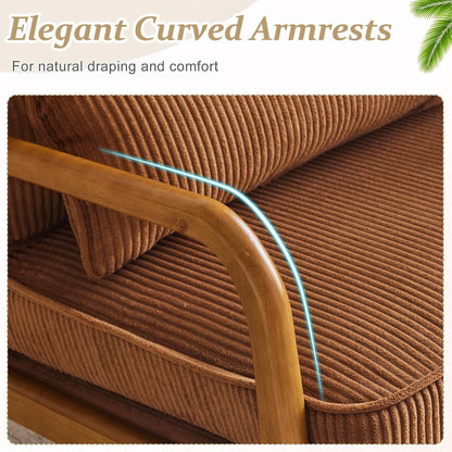 Gepolsterter Cord-Sessel Braun | Lounge- & Cocktailsessel Wohnzimmer