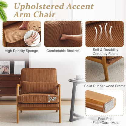 Gepolsterter Cord-Sessel Braun | Lounge- & Cocktailsessel Wohnzimmer