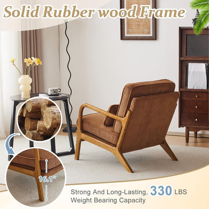 Gepolsterter Cord-Sessel Braun | Lounge- & Cocktailsessel Wohnzimmer