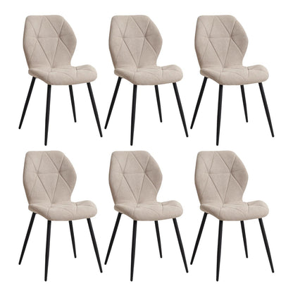 6er-Set Esszimmerstühle Modern Beige Gepolstert mit Rautenmuster