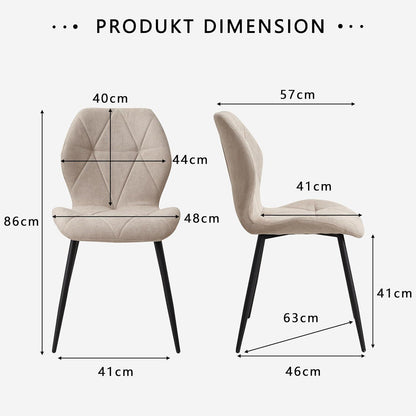 6er-Set Esszimmerstühle Modern Beige Gepolstert mit Rautenmuster