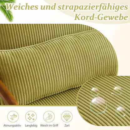 Gepolsterter Cord-Sessel Grün | Bequemer Lounge- & Lesesessel