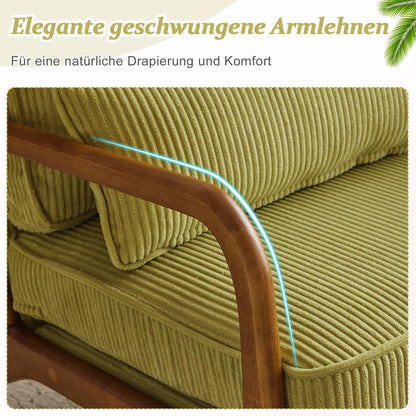 Gepolsterter Cord-Sessel Grün | Bequemer Lounge- & Lesesessel