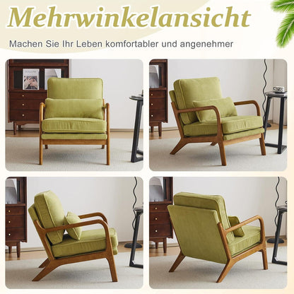 Gepolsterter Cord-Sessel Grün | Bequemer Lounge- & Lesesessel