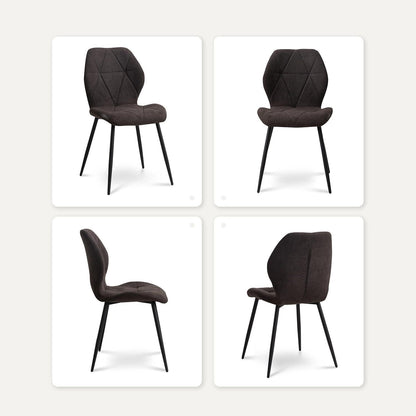 6er-Set Esszimmerstühle Modern Schwarz Gepolstert