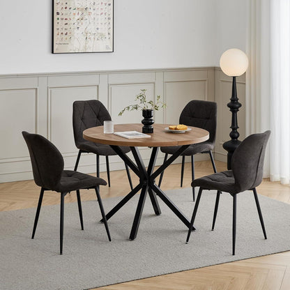 6er-Set Esszimmerstühle Modern Schwarz Gepolstert