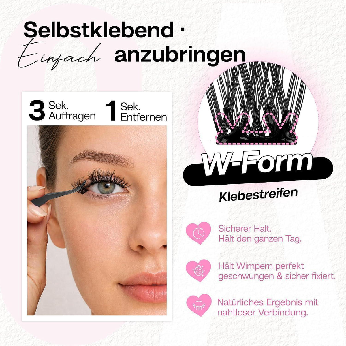 Selbstklebende Wimpern Extensions D Curl Wispy – Wiederverwendbar & Ohne Kleber