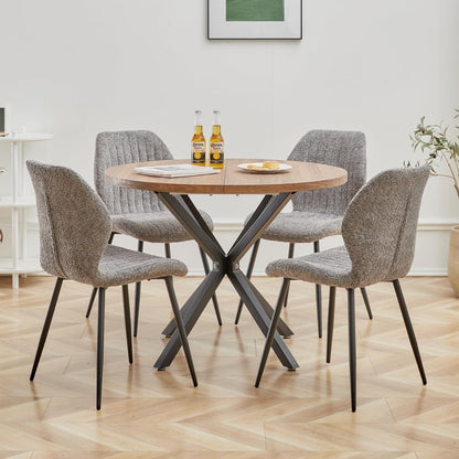 2er Set Esszimmerstühle Grau, Moderne Polsterstühle mit Streifenmuster