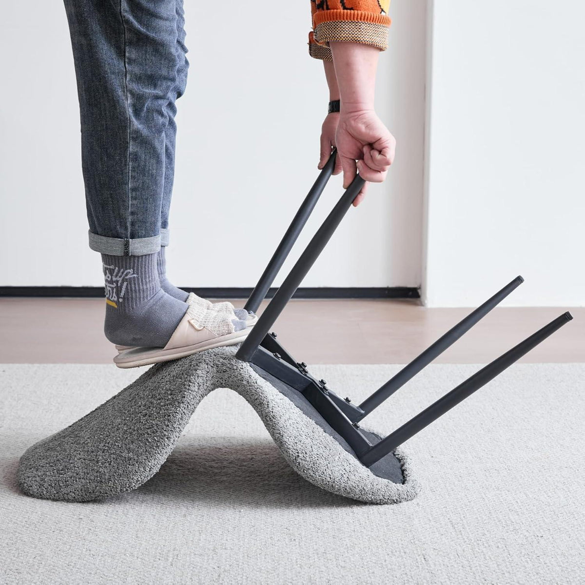 2er Set Esszimmerstühle Grau, Moderne Polsterstühle mit Streifenmuster