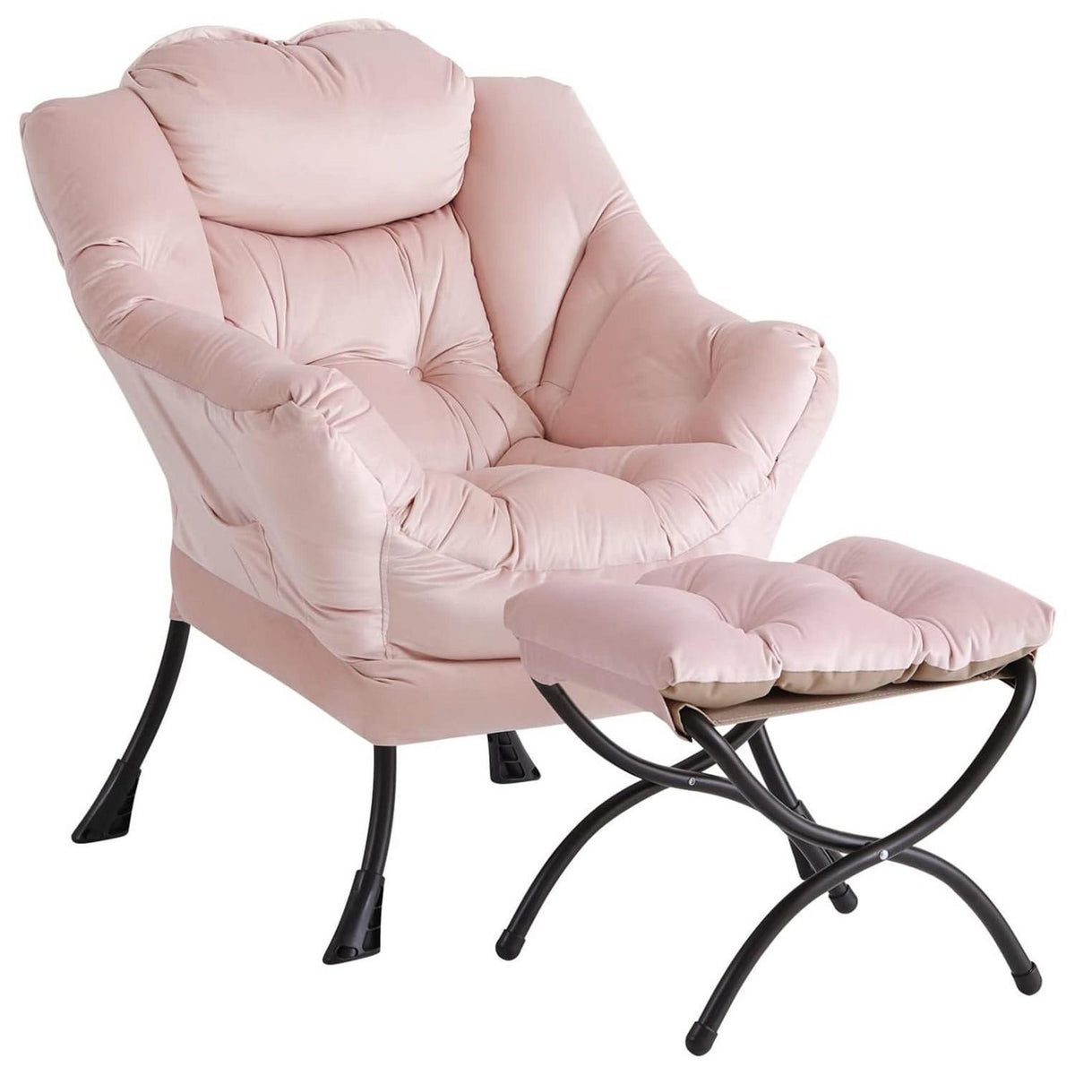Loungestoel met Ottomanen – Comfortabele Leessessel Rosa Velvet