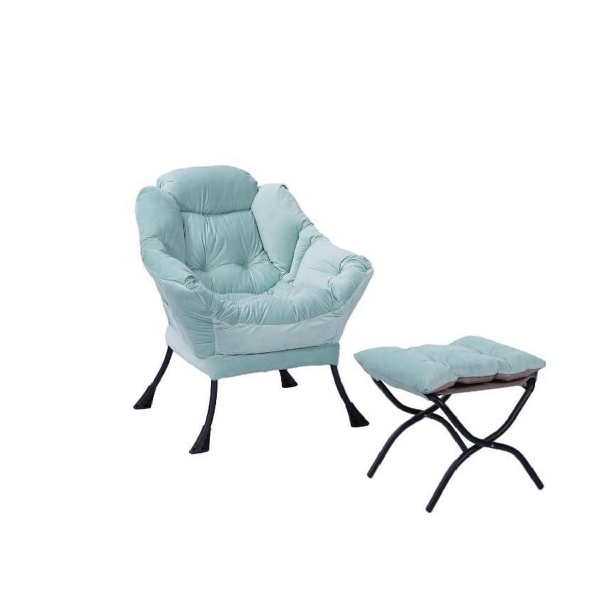 Lazy Chair mit Ottomane – Bequemer Lesesessel Blau-60