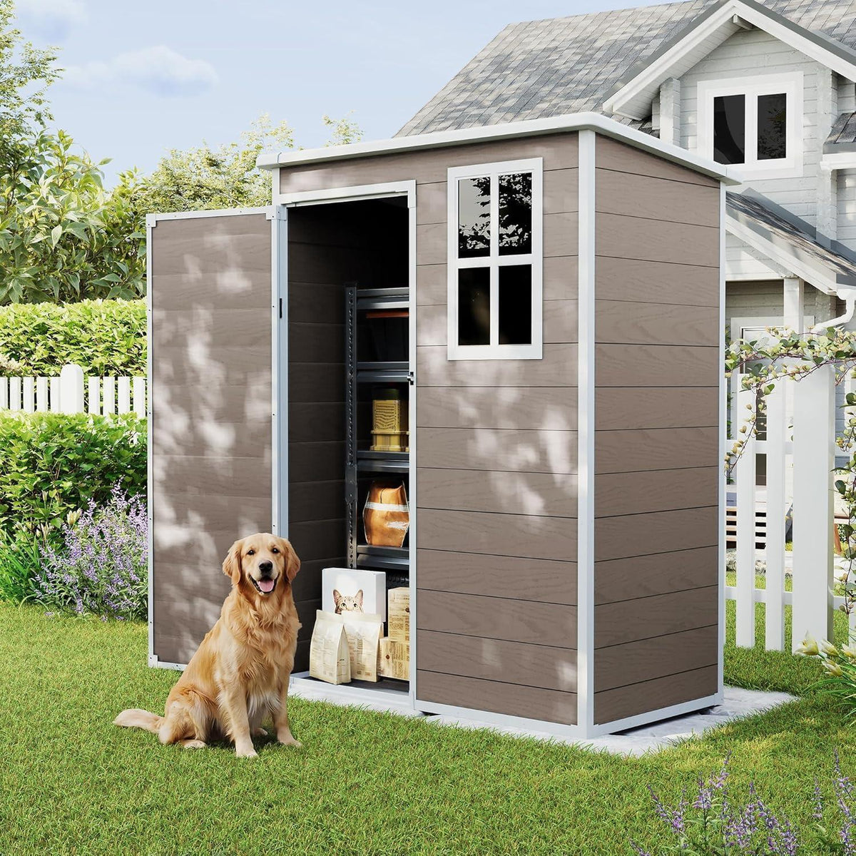Wetterfestes Gartenhaus 152x92x192 cm – Kunststoff Schuppen
