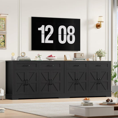 Küchenbuffet Sideboard mit 2 Schubladen & 4 Türen Schwarz