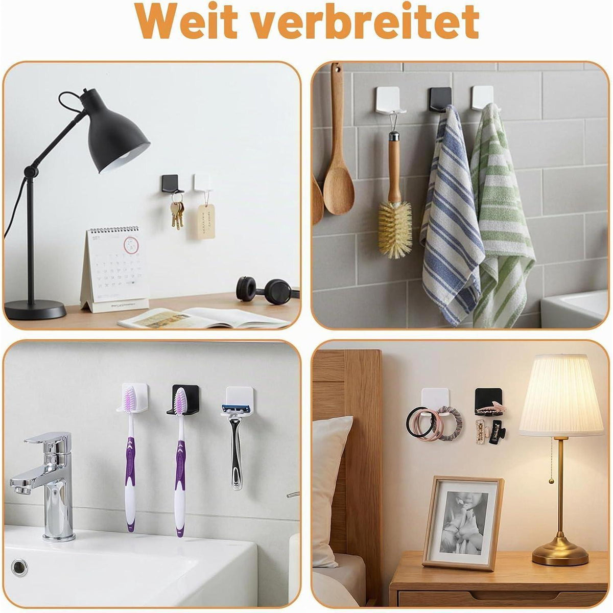 8x Zahnbürstenhalter Wandhalterung ohne Bohren