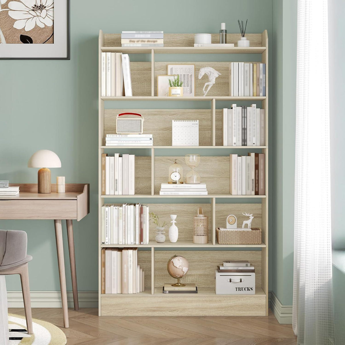 Bücherregal 6 Fächer – Eichenbeige, 24 x 100 x 170 cm