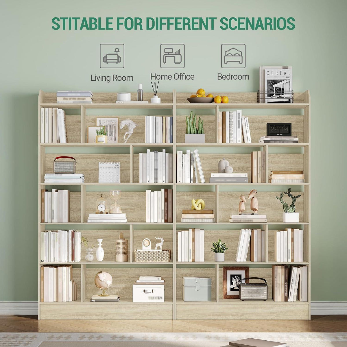 Bücherregal 6 Fächer – Eichenbeige, 24 x 100 x 170 cm