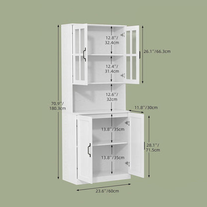 Bücherregal mit Glastüren & Arbeitsplatte – 180cm Hochschrank