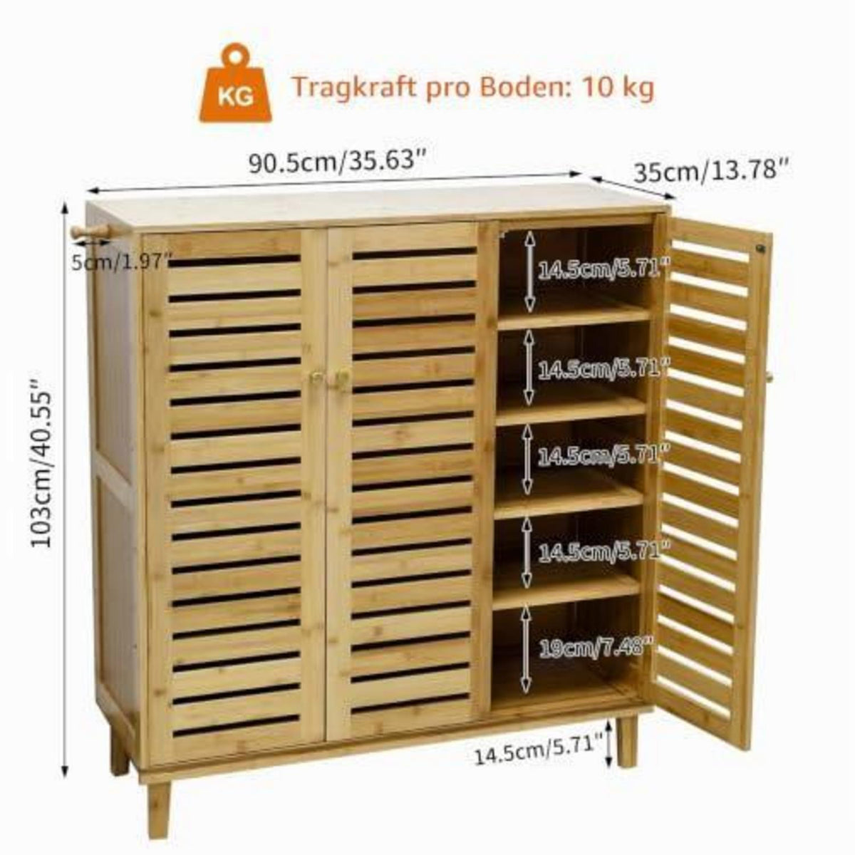 Schuhschrank mit 5 Ablagen & 3 Türen – Flexibel & Geruchsneutral