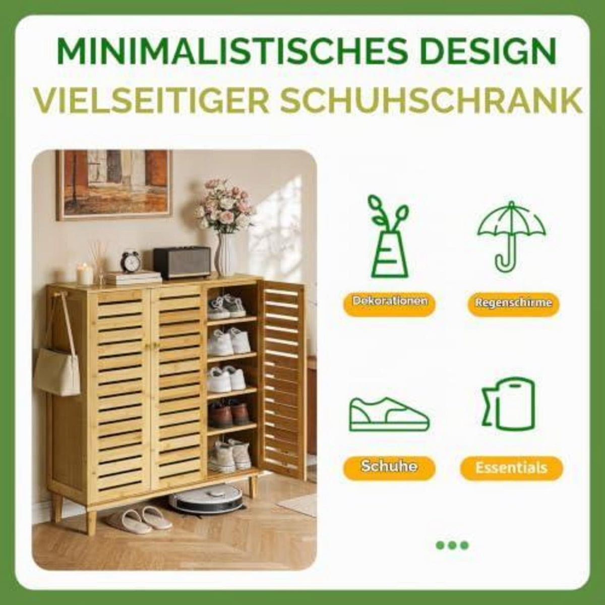 Schuhschrank mit 5 Ablagen & 3 Türen – Flexibel & Geruchsneutral