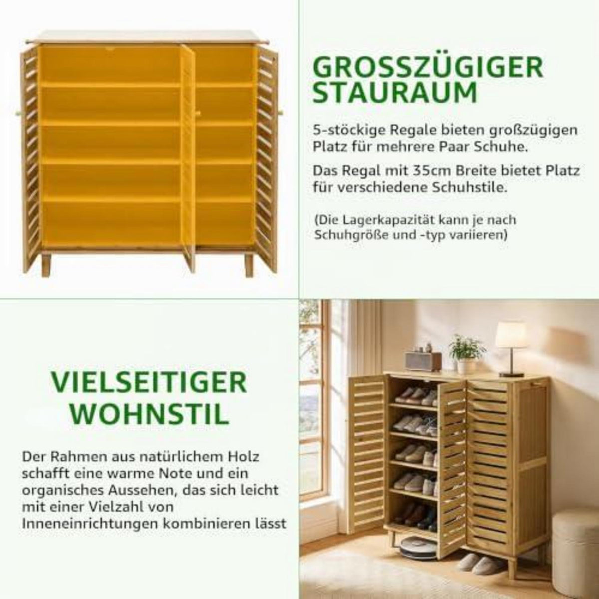 Schuhschrank mit 5 Ablagen & 3 Türen – Flexibel & Geruchsneutral