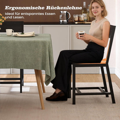 Esszimmerstühle 2er Set, Metallgestell, Schwarz