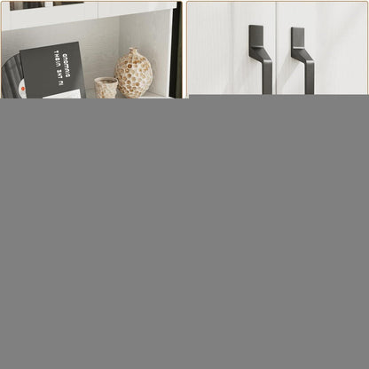Bücherregal mit Glastüren & Arbeitsplatte | 180cm Hochschrank (3er Set)