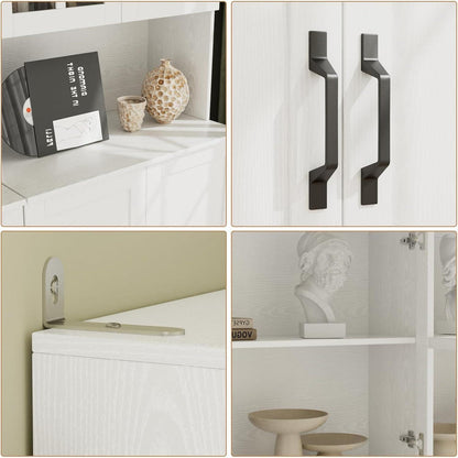 Bücherregal mit Glastüren & offener Fach | 180cm Hochschrank (2er Set)