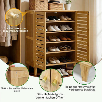 Schuhschrank mit 5 Ablagen & 2 Türen – Schuhregal für Flur & Diele