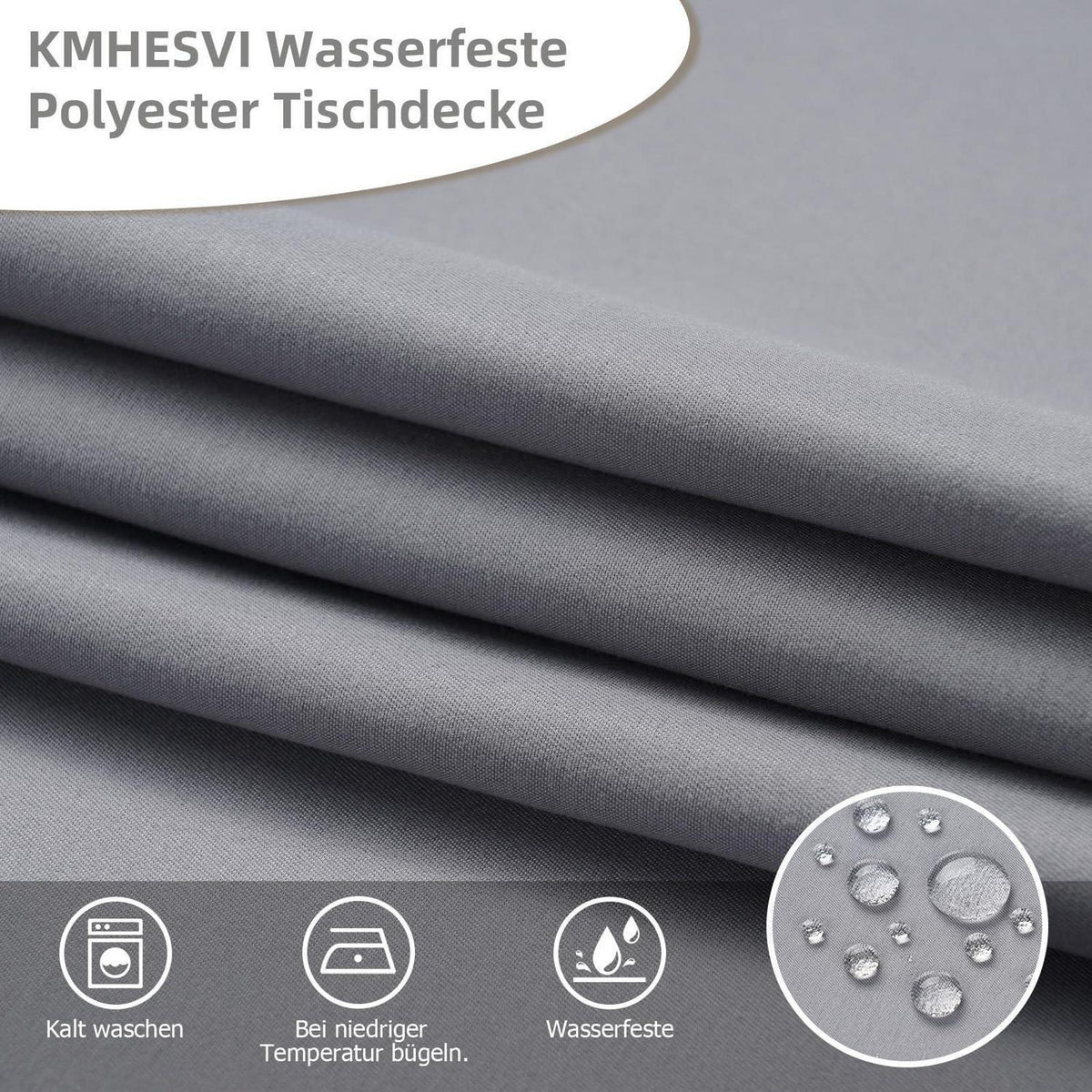 Graue Tischdecke Polyester 140cm Rund | Abwaschbar & Wetterfest