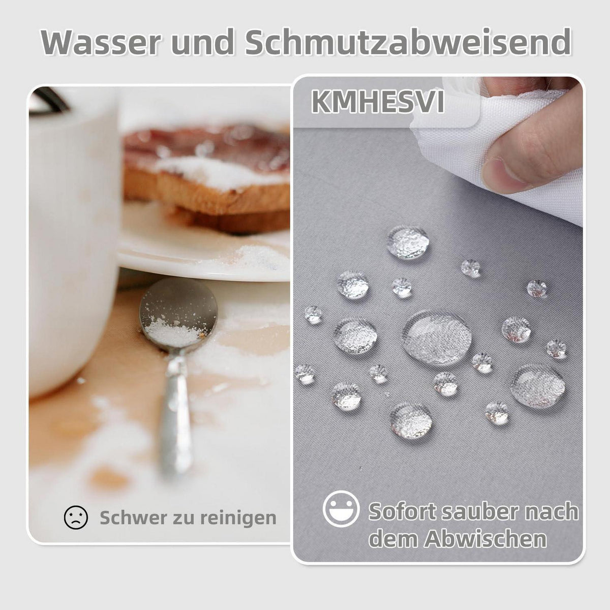 Graue Tischdecke Polyester 140cm Rund | Abwaschbar & Wetterfest