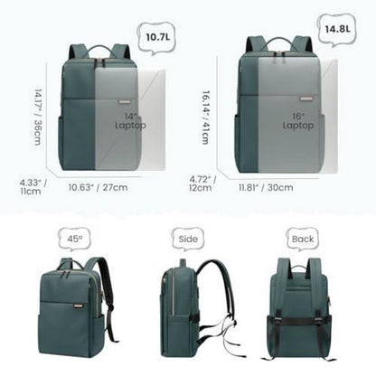 Laptop Rucksack Damen Herren Wasserdicht 14 Zoll Dunkelgrün