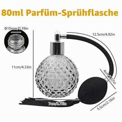 Nachfüllbarer Parfümzerstäuber 80ml Vintage Glas Black-sliver