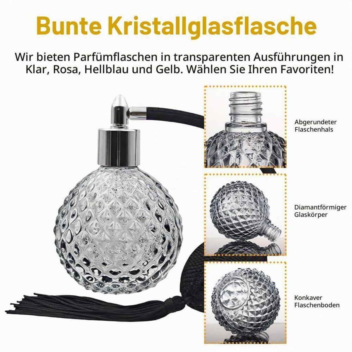 Nachfüllbarer Parfümzerstäuber 80ml Vintage Glas Black-sliver