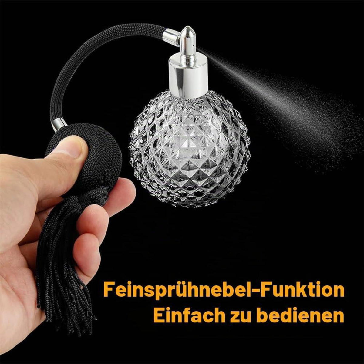 Nachfüllbarer Parfümzerstäuber 80ml Vintage Glas Black-sliver
