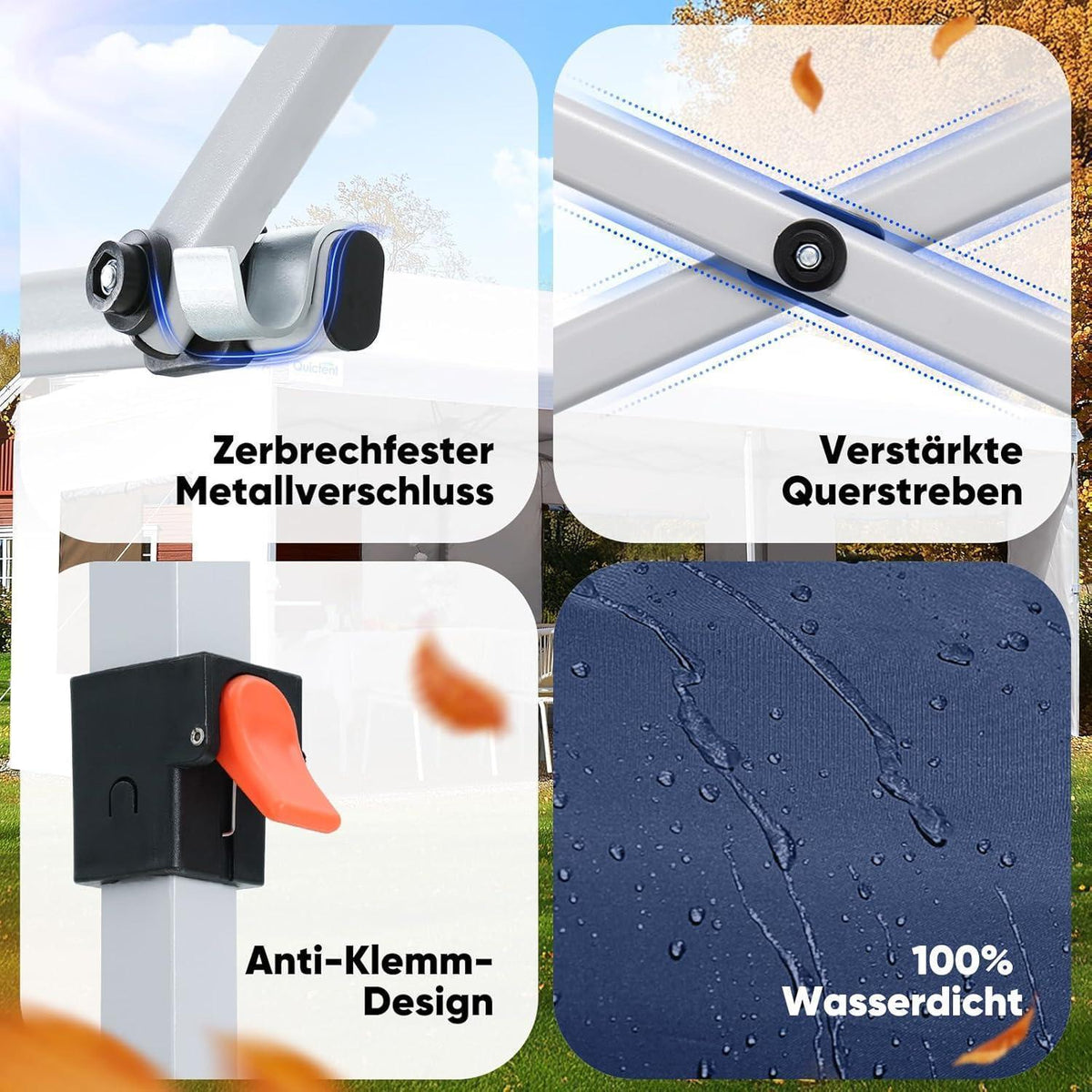 Faltpavillon 3x6m wasserdicht mit Seitenwänden & UV-Schutz