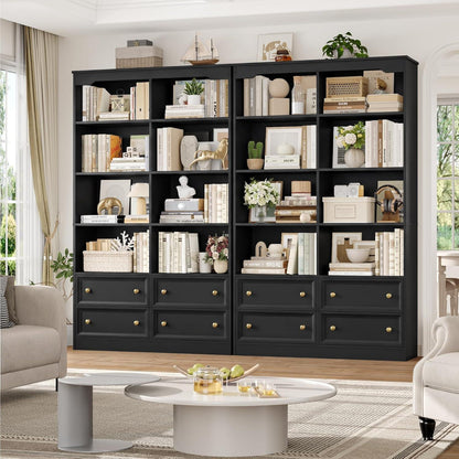Bücherregal 180 cm mit 4 Schubladen & 8 Fächern – Schwarz