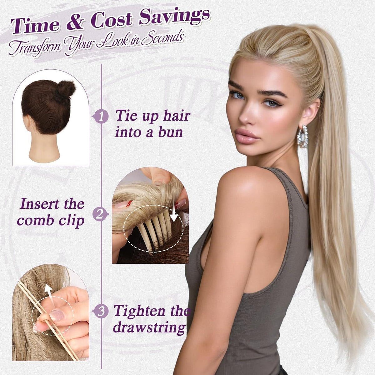 Blonder Pferdeschwanz Extension 70cm – Schnell & Einfach