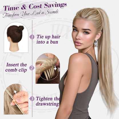Blonder Pferdeschwanz Extension 70cm – Schnell & Einfach