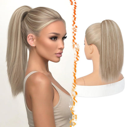 Glattes Blond Pferdeschwanz Haarteil 40cm mit Kordelzug