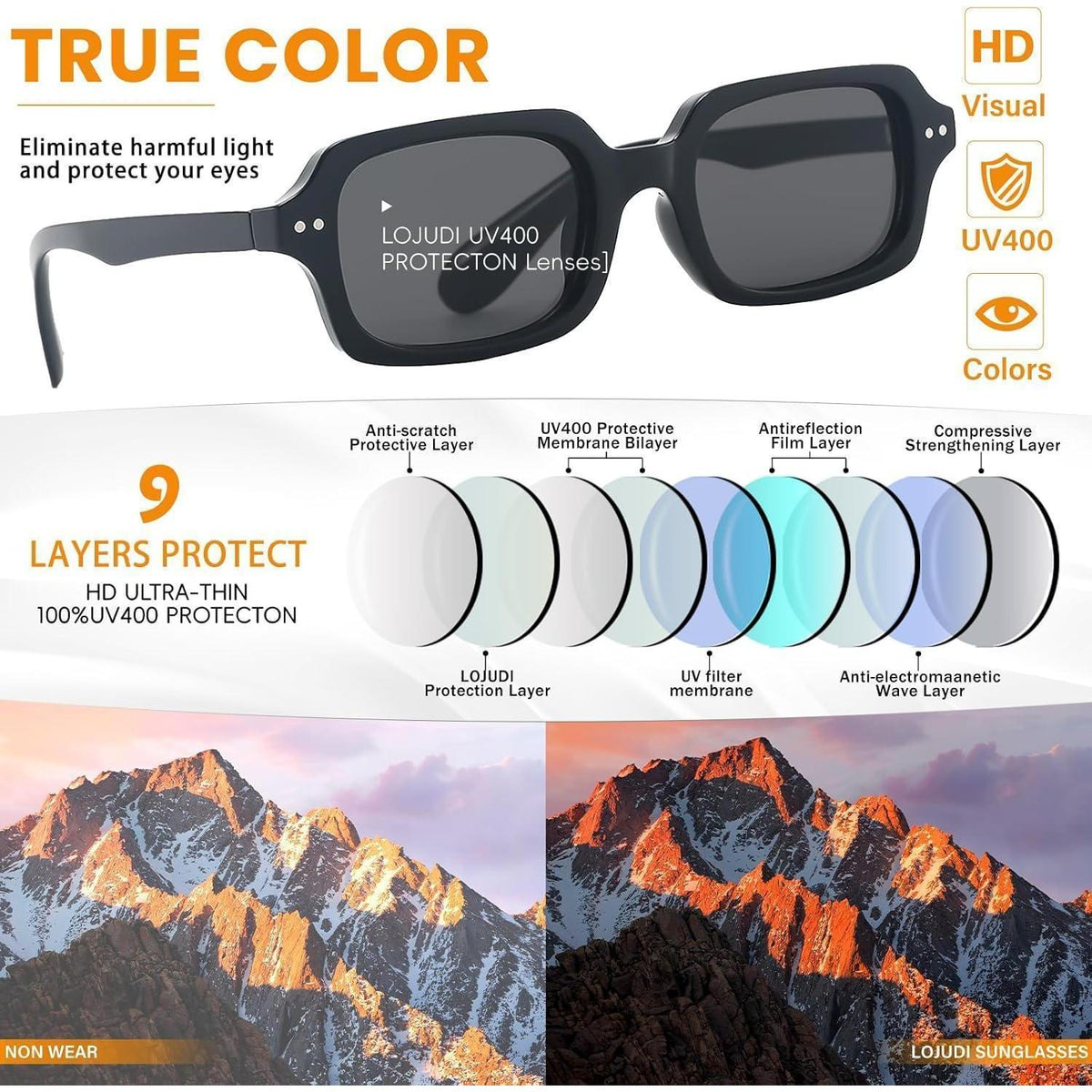 Retro Sonnenbrille Eckig - Schwarz-Rosa mit UV400 Schutz