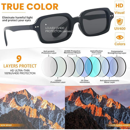 Retro Sonnenbrille Eckig - Schwarz-Rosa mit UV400 Schutz
