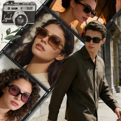 Retro Sonnenbrille Eckig - Schwarz-Rosa mit UV400 Schutz