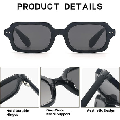 Retro Sonnenbrille Eckig - Schwarz-Rosa mit UV400 Schutz