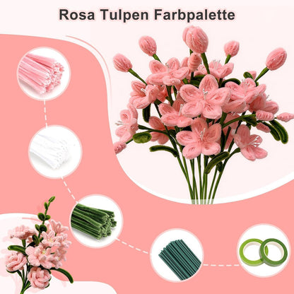 800 Pfeifenreiniger Blumen Set | Basteln, Valentinstag, Weihnachten